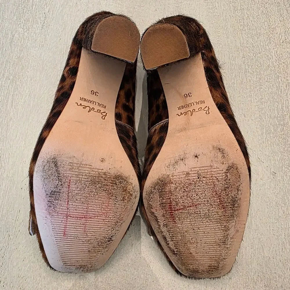 Boden Women's Chunky Loafer Heel Animal Print Leopard Shoe SZ 36 - Picture 6 of 8